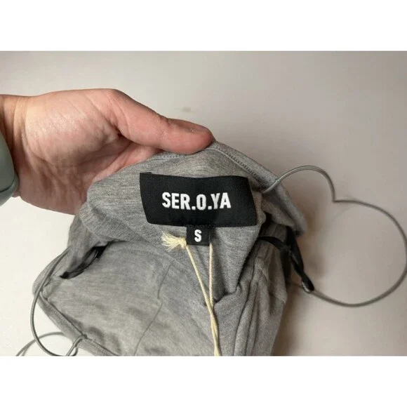 SER.O.YA Viv Gray Corset Bustier Crop Top Small Spaghetti Strap NWT - Picture 5 of 12